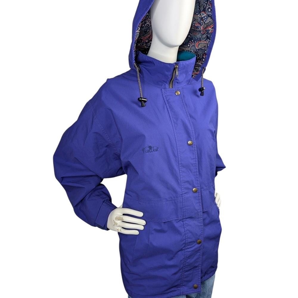 Far West Vintage 90s Purple/Teal Shell Jacket With Paisley Lining - Women's L